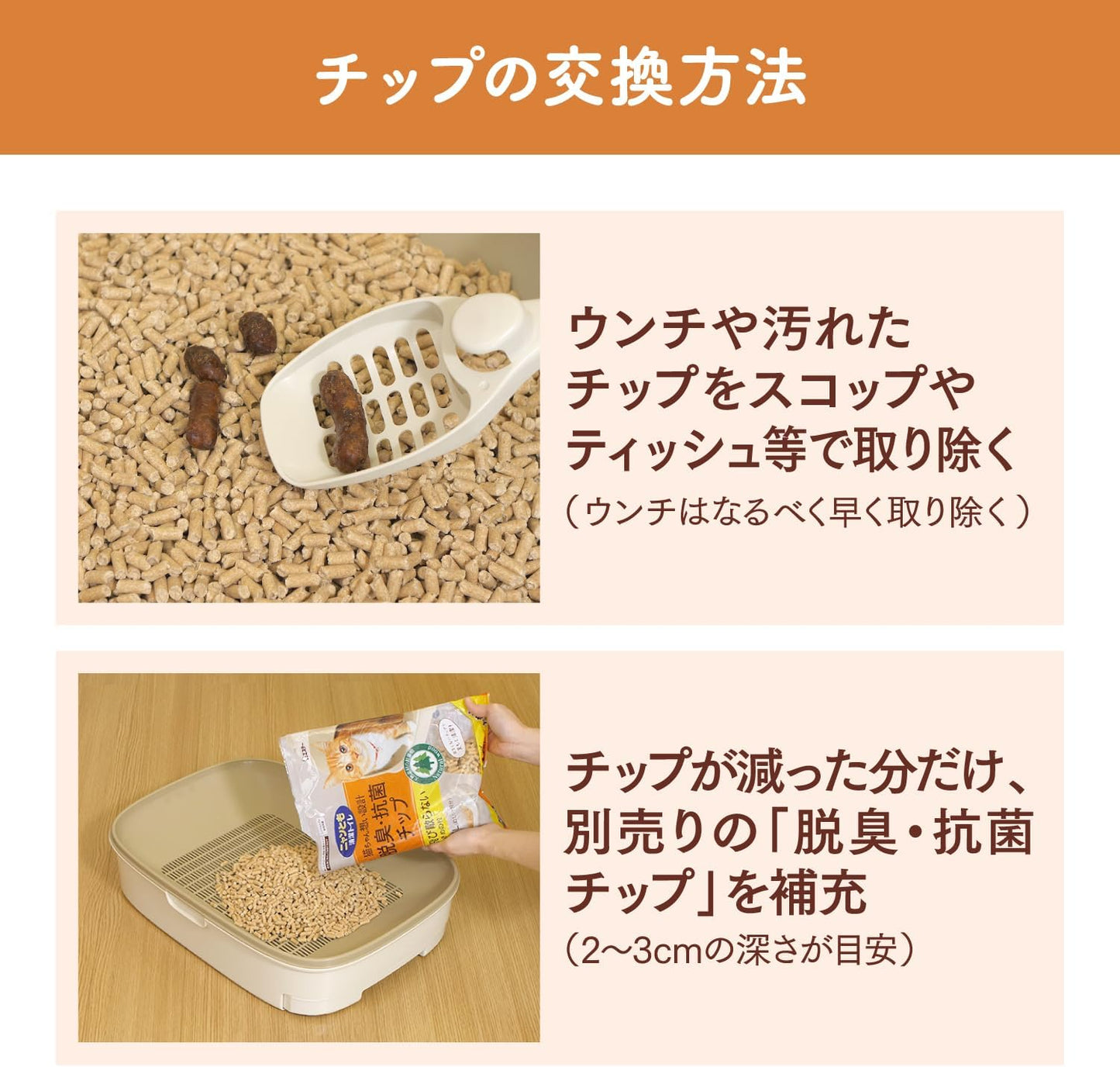 ニャンとも清潔トイレ 猫砂 [天然素材でパワフルに脱臭] 脱臭・抗菌チップ 小さめの粒 2.5L×6個 システムトイレ 猫用 消臭 ネコ砂 (ケース販売)
