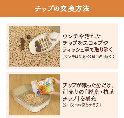 ニャンとも清潔トイレ 猫砂 [天然素材でパワフルに脱臭] 脱臭・抗菌チップ 小さめの粒 2.5L×6個 システムトイレ 猫用 消臭 ネコ砂 (ケース販売)