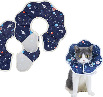 エリザベスカラー ソフトエリザベスカラー 小型犬用 猫用 ペット 軽量 ソフト 簡単装着 術後傷口保護 傷舐め防止 引っ掻き防止 (宇宙デザイン)