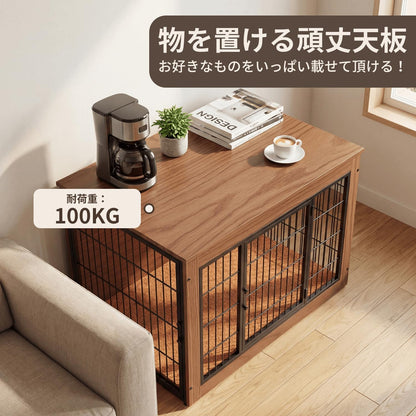 Alebert｢アレベルト｣ 犬 ケージ ペットケージ 木製 犬サークル 大中型犬用 サークル 室内 犬 ウッディサークル インテリア調 毛布付き 頑丈 オシャレ ( Mサイズ)