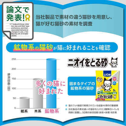 ライオン 猫砂 ニオイをとる砂 5.5Lx4袋 鉱物タイプ 無香料 全自動猫トイレ対応 LION PET