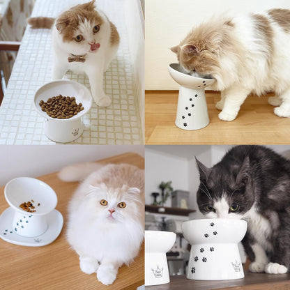 猫壱 ハッピーダイニング 脚付フードボウル 浅広口タイプ 猫柄 猫用 食器