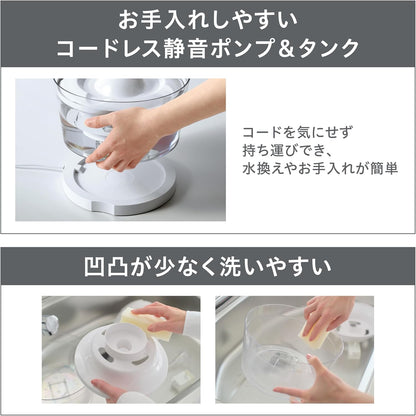 ジェックス ピュアクリスタル グラッシーR 猫用 1.5L フィルター式給水器 コードレスポンプ&タンク USB電源 静音ポンプ フィルター付き