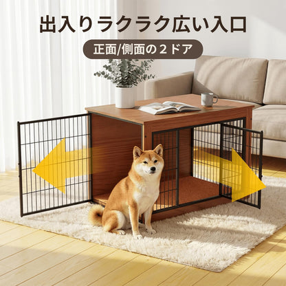 Alebert｢アレベルト｣ 犬 ケージ ペットケージ 木製 犬サークル 大中型犬用 サークル 室内 犬 ウッディサークル インテリア調 毛布付き 頑丈 オシャレ ( Mサイズ)