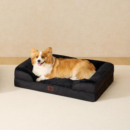 EHEYCIGA 犬 ベッド 冬 ペットベッド 防水 猫 ベッド 洗える 犬用 クッション 高反発 取り外せるカバー 滑り止め オールシーズン 小型犬 中型犬