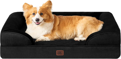 EHEYCIGA 犬 ベッド 冬 ペットベッド 防水 猫 ベッド 洗える 犬用 クッション 高反発 取り外せるカバー 滑り止め オールシーズン 小型犬 中型犬