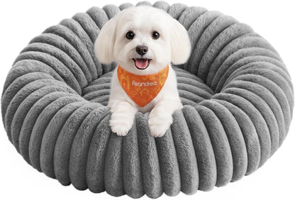 FEANDREA ペットベッド 直径50cm 小型犬 猫用 洗える ソフトクッション 滑り止め加工 ダブグレー PGW301GD01