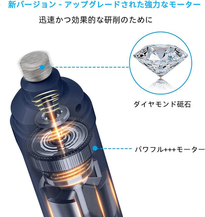 Casfuy犬爪切り電動ー 2つのLEDライト付き - 新バージョン 2スピード 強力な電動ペット用爪切り プロフェッショナル 静かで痛みのない足のグルーミングとスムージング 小中大型犬と猫用