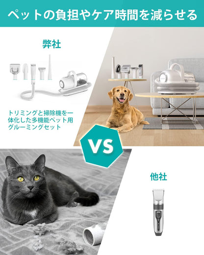 【ブラシと掃除機一体型】Neakasa ペット用バリカン 犬 猫美容器 多機能ペット掃除機 ペットグルーミングセット 電動バリカン ヘアクリッパーやヘアブラシも含む ペット用品 ペットの抜け毛対策 9000Pa吸引力 & 3段階調整 PSE認証 P1 PRO