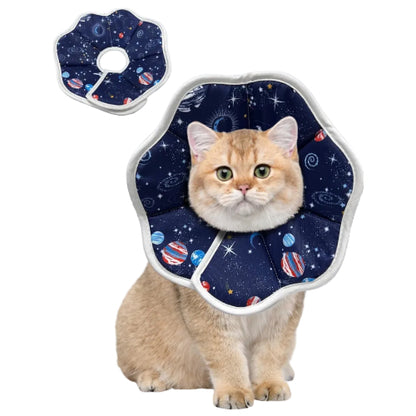 エリザベスカラー ソフトエリザベスカラー 小型犬用 猫用 ペット 軽量 ソフト 簡単装着 術後傷口保護 傷舐め防止 引っ掻き防止 (宇宙デザイン)