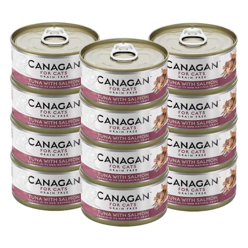 カナガン キャットフード マグロ＆サーモン 缶詰 (75g×12缶) ウェットフード [まとめ買い] 全猫種・全年齢 対応 ウェットタイプ 【着色料・香料不使用 グレインフリー】 CANAGAN 12CNKMS