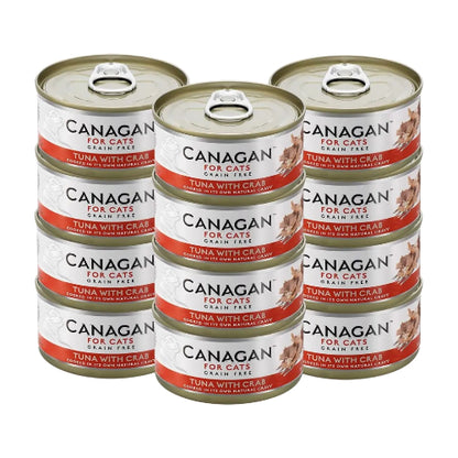 カナガン キャットフード マグロ＆カニ 缶詰 (75g×12缶) ウェットフード [まとめ買い] 全猫種・全年齢 対応 ウェットタイプ 【着色料・香料不使用 グレインフリー】 CANAGAN 12CNKMK
