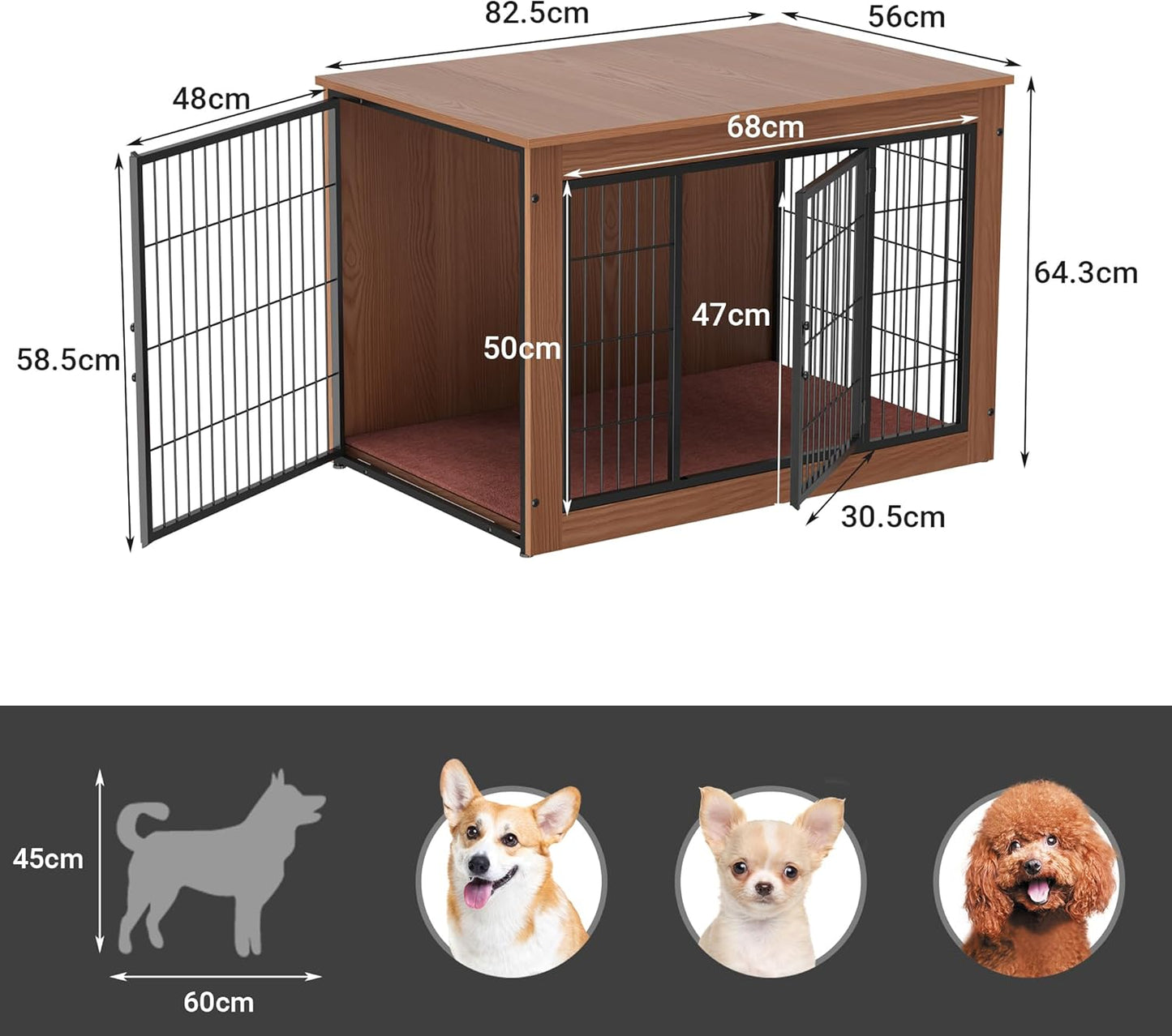 Alebert｢アレベルト｣ 犬 ケージ ペットケージ 木製 犬サークル 大中型犬用 サークル 室内 犬 ウッディサークル インテリア調 毛布付き 頑丈 オシャレ ( Mサイズ)