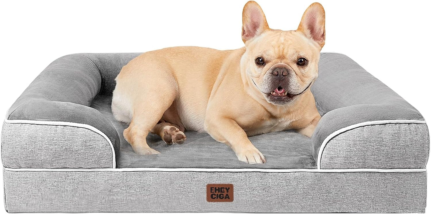 EHEYCIGA 犬 ベッド 冬 ペットベッド 防水 猫 ベッド 洗える 犬用 クッション 高反発 取り外せるカバー 滑り止め オールシーズン 小型犬 中型犬