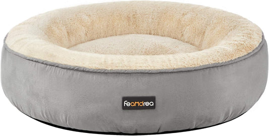 FEANDREA 犬 ベッド ペットベッド 猫 犬クッション ふわふわ 滑り止め 洗える ペットソファー 可愛いドーナツ型 中小型犬用 マット PGW050G01