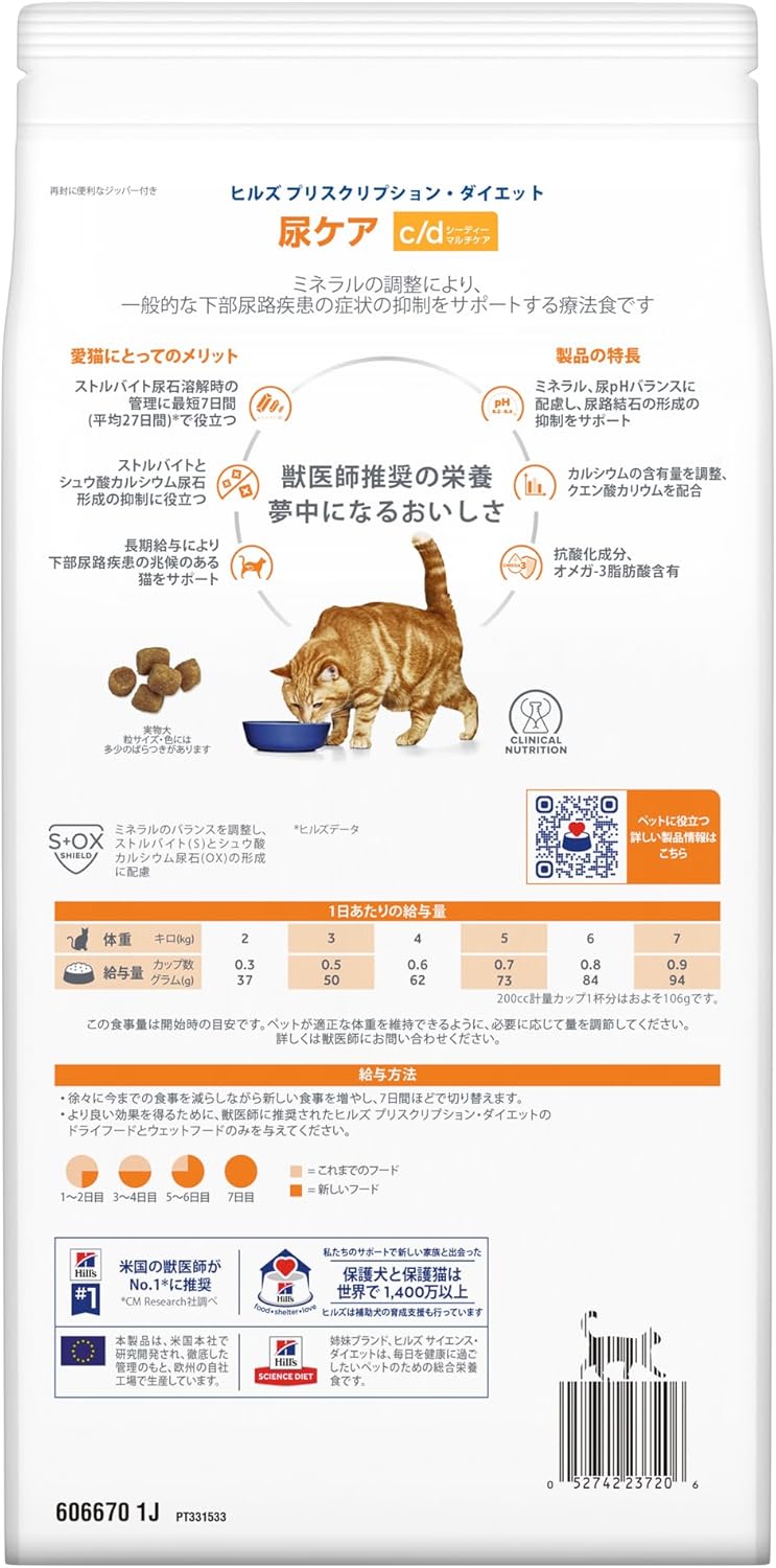 ヒルズ プリスクリプションダイエット キャットフード ドライ c/d シーディー マルチケア フィッシュ入り 尿ケア 猫用 特別療法食 2kg