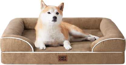EHEYCIGA 犬 ベッド 冬 ペットベッド 防水 猫 ベッド 洗える 犬用 クッション 高反発 取り外せるカバー 滑り止め オールシーズン 小型犬 中型犬