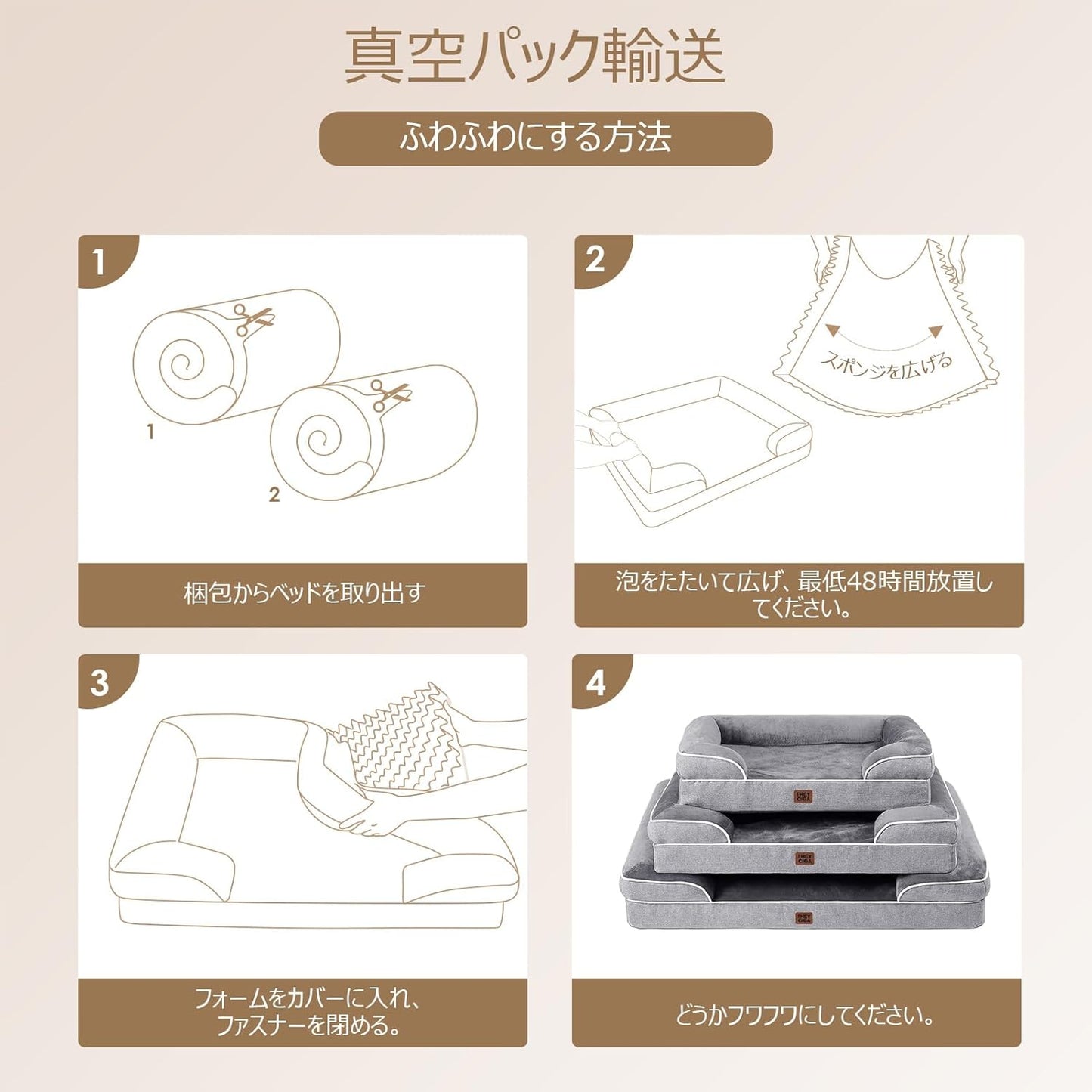 EHEYCIGA 犬 ベッド 冬 ペットベッド 防水 猫 ベッド 洗える 犬用 クッション 高反発 取り外せるカバー 滑り止め オールシーズン 小型犬 中型犬