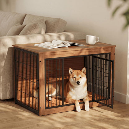 Alebert｢アレベルト｣ 犬 ケージ ペットケージ 木製 犬サークル 大中型犬用 サークル 室内 犬 ウッディサークル インテリア調 毛布付き 頑丈 オシャレ ( Mサイズ)