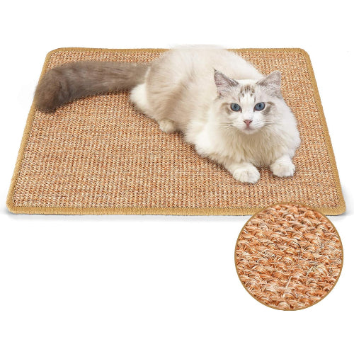 FUKUMARU 猫用スクラッチャーマット、サイズ40CM * 60CM、猫用爪とぎマット、猫、猫用、爪とぎ、マット、高密度 天然サイザル麻製、猫用おもちゃ、おもちゃ 、家具やソファの保護に