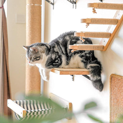 FUKUMARU 壁掛け式猫用ステップ キャットウォーク 木製 取り付け簡単