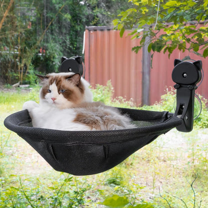 JUNSPOW 猫ハンモック窓用 折りたたみ可能で安定したキャットベッド-窓辺で日光浴やクライミングができる通気性の良い-最大18KGポンドまで保持可能