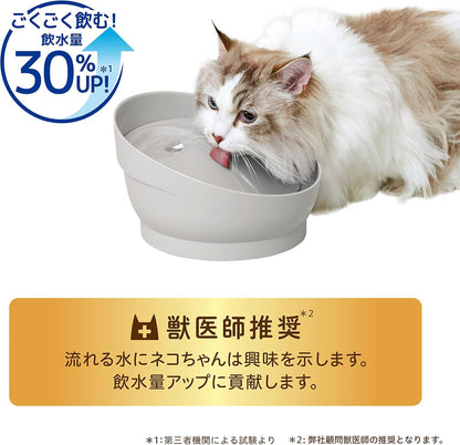 ジェックス ピュアクリスタル ミューティー 猫用 950mL ムーングレー フィルター式給水器 USB電源 静音 フィルター付き