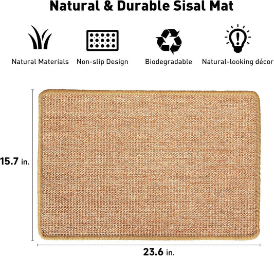 FUKUMARU 猫用スクラッチャーマット、サイズ40CM * 60CM、猫用爪とぎマット、猫、猫用、爪とぎ、マット、高密度 天然サイザル麻製、猫用おもちゃ、おもちゃ 、家具やソファの保護に