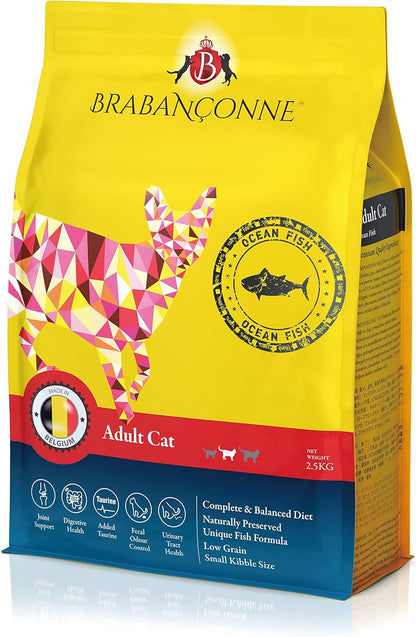 ブラバンソンヌ 成猫用 キャットフード オーシャンフィッシュ 2.5kg ベルギー産 ドライ 小粒 ローグレイン 消化器ケア 尿路ケア 腎臓ケア BRABANCONNE
