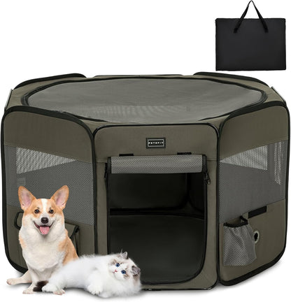 petsfit ペットサークル 折りたたみ 軽量 八角形 収納バッグ付き メッシュトップ 飛び出し防止設計 しっかり 室内 屋外 キャンプ 旅行 猫 犬 洗える 多用途