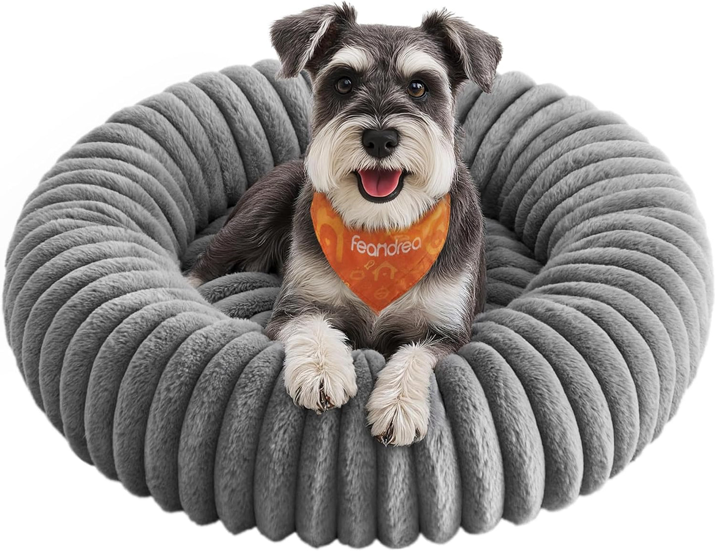 FEANDREA ペットベッド 直径50cm 小型犬 猫用 洗える ソフトクッション 滑り止め加工 ダブグレー PGW301GD01