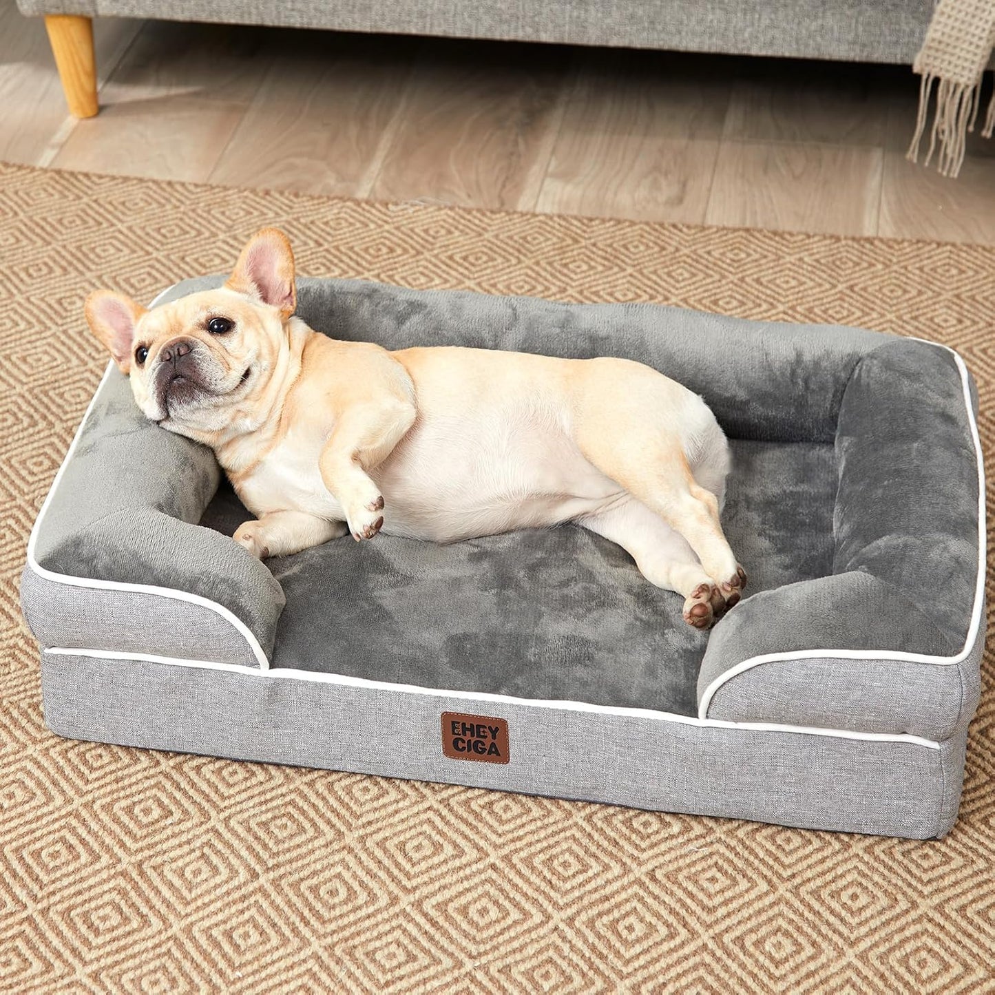 EHEYCIGA 犬 ベッド 冬 ペットベッド 防水 猫 ベッド 洗える 犬用 クッション 高反発 取り外せるカバー 滑り止め オールシーズン 小型犬 中型犬