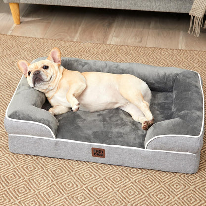 EHEYCIGA 犬 ベッド 冬 ペットベッド 防水 猫 ベッド 洗える 犬用 クッション 高反発 取り外せるカバー 滑り止め オールシーズン 小型犬 中型犬