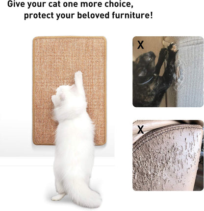 FUKUMARU 猫用スクラッチャーマット、サイズ40CM * 60CM、猫用爪とぎマット、猫、猫用、爪とぎ、マット、高密度 天然サイザル麻製、猫用おもちゃ、おもちゃ 、家具やソファの保護に