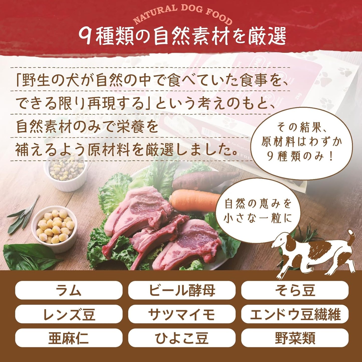 アランズ ナチュラル ドッグフード ラム (2kg) 全犬種・全年齢対応 【着色料・香料不使用 原材料9種 加水分解タンパク アレルギー配慮 】NDF