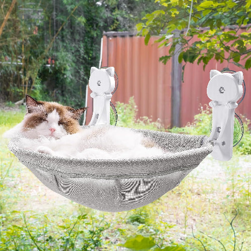 JUNSPOW 猫ハンモック窓用 折りたたみ可能で安定したキャットベッド-窓辺で日光浴やクライミングができる通気性の良い-最大18KGポンドまで保持可能