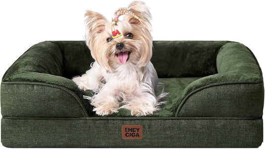 EHEYCIGA 犬 ベッド 冬 ペットベッド 防水 猫 ベッド 洗える 犬用 クッション 高反発 取り外せるカバー 滑り止め オールシーズン 小型犬 中型犬