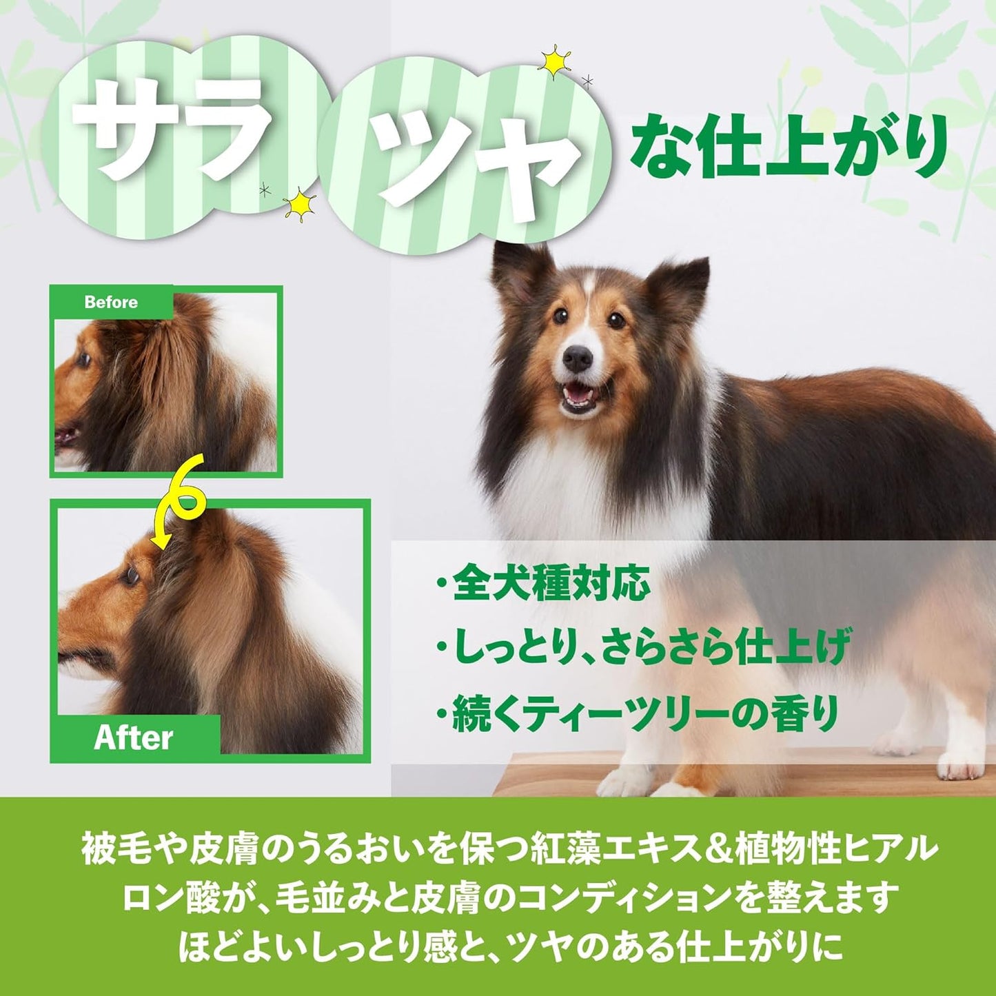 A.P.D.C. ティーツリー コンディショナー  全犬種対応 ニオイもどり抑制 保湿 さらツヤ 仕上がり ナチュラル成分配合 トリマー推奨品 ハーブ ティーツリーの香り 犬用 ペット リンス トリートメント たかくら新産業
