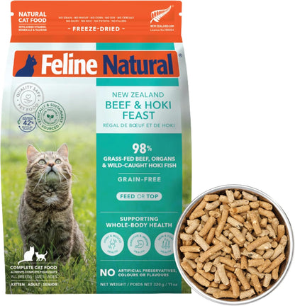 フィーラインナチュラル フリーズドライ キャットフード ビーフ&ホキ(白身魚) 320g