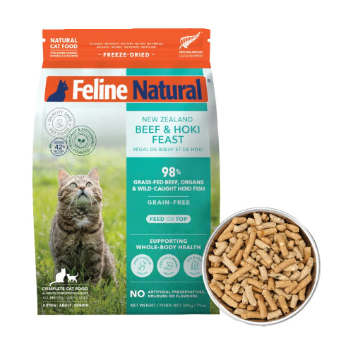 フィーラインナチュラル フリーズドライ キャットフード ビーフ&ホキ(白身魚) 320g
