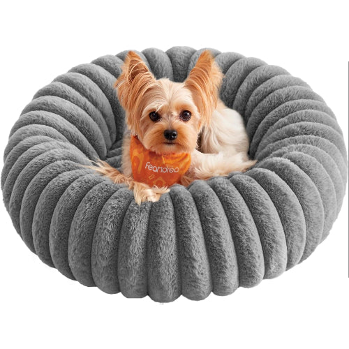 FEANDREA ペットベッド 直径50cm 小型犬 猫用 洗える ソフトクッション 滑り止め加工 ダブグレー PGW301GD01