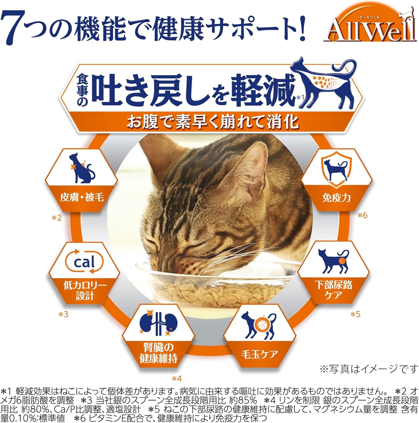 [吐き戻し軽減] All Well(オールウェル) キャットフード ドライ [室内猫用] 贅沢素材入り フィッシュ 4.0kg (500g×8袋)【国産/小分けパック/ケース品】