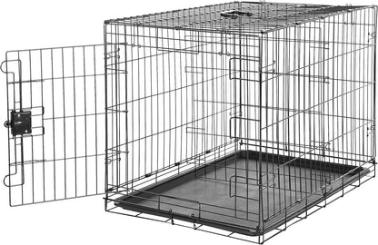 ベーシック 犬 ペットケージ 折り畳み式 トレー付き シングルドア（ ブラック）